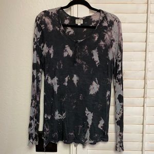 RVCA distressed tie dye Henley